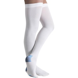 TED Hose Compression Stockings for Women & Men,Anti Embolism Thigh High Compression Socks with Inspection Hole,15-20mmHg Medical Compression Hose,Unisex White (Small)