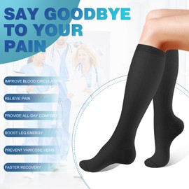 cerpite 8 Pairs Compression Socks for Men & Women 20-30 mmHg Knee High Nurse Pregnant Running Medical and Travel