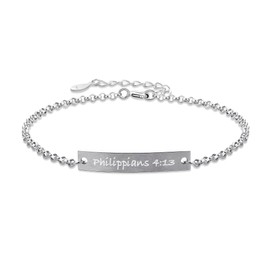 Philippians 4 13 Bracelet for Women, I Can Do All Things Through Christ Bracelet, Engraved Bracelets for Women, 925 Sterling Silver Bracelet, Letter Bracelet, Christian Bracelets for Women by ALiLuYa