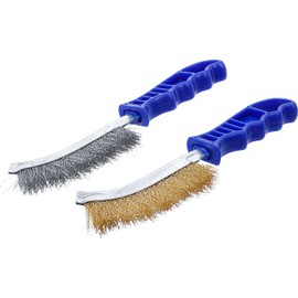 BGS 71033 | Wire Brush Set | Steel and Brass Wire | 260 mm | 2-Piece | All-Purpose Wire Brush | Hand Wire Brush