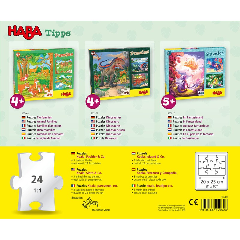 HABA 306480 Puzzle Koala, Sloth & Co., Puzzle from 4