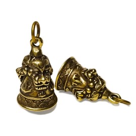 Guardian Bell Motorcycle, Brass Sleigh Bells for Keychain, Gremlin Bell Angel for Car, Mini Santas Jingle Bell for Christmas Tree, Antique Lucky Hanging Ornaments, Lion Bell Decor for Pets/Dog [2Pack]