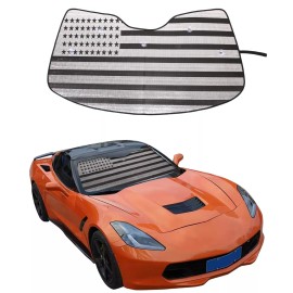 cartiangous For Corvette C7 2014-2019 Foldable Windshield Sunshade Visor UV Block Protector