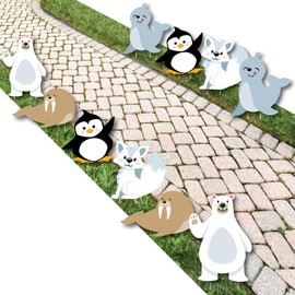 Big Dot of Happiness Arctic Polar Animals - Polar Bear, Seal, Penguin, Walrus and Arctic Fox Lawn Decorations - Outdoor Winter Baby Shower or Birthday Party Yard Decorations - 10 Piece