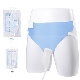 Lefeke Wearable Men's Urinal, Portable Urinals for Men, Reusable Male Urine Bag, External Catheter for Men, Elderly Urinal with Urine Catheter Bags(2000ML*1+1000ML*1) for Bedridden Patients