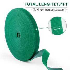 4 Roll Plant Tape,131 Ft Green Garden Tape,Twist Tie for Plants 1/2",Reusable Adjustable Plant Supports for Climbing Plants,Plant Gardening,Home,Office