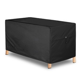 HREFEU Patio Table Cover Black- 63 x 30 x 28 inch, Heavy Duty 600D Oxford Deck Box Cover, Outdoor Table Cover,Outdoor Patio Furniture Cover Waterproof for Sofa, Coffee Table and Chairs