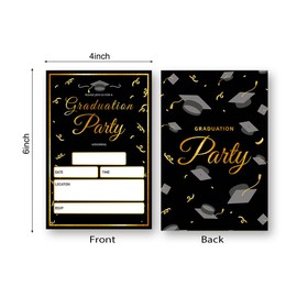 LoaHak Graduation Party gold black Invitations Graduation Invite Cards with Envelopes 20 Pack (079)