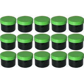 15 Ointment Containers Cream Containers Flat Black 35 ml with Green Lids Made in Germany