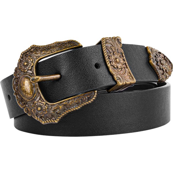 NPET Women Leather Belt for Jeans, Dresses, Fashion with Gold