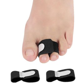 Hammer Toe Straightener, Hammer Toe Splints, Toe Cushioned Bandages for Correcting Hammer Toes, Broken Toes, Crooked Toes & Overlapping Toes - PEDIMEND (2PCS, Black)