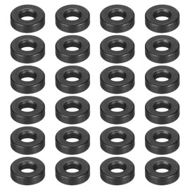sourcing map 24pcs 1/4" Black Flat Washer for M6 Screw, Steel Metal Washers 6mm ID 16mm OD 5mm Length for Industrial, Screws Bolts