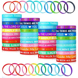 120pcs/60pcs Bible Verses Bracelets Rubber Verses Bracelets Spiritual Inspirational Wristbands Faith Bible Verse Silicone Bracelets Motivational Sayings Wristbands for Men Women(120 Pieces)