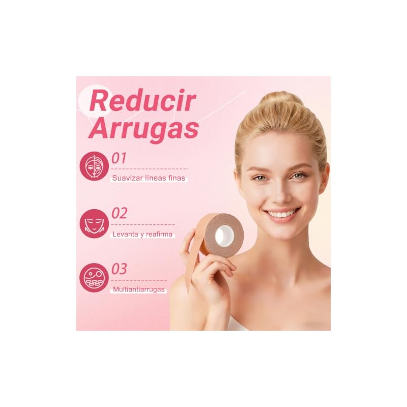 2 Rollos Cinta Antiarrugas para Levantar Cara,Parche Lifting 2.5cm*5m/Rollo