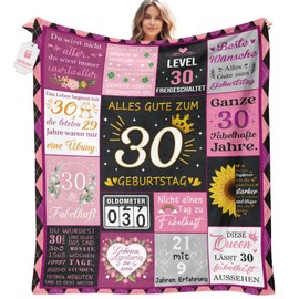 Giftota 30th Birthday Women, 150 x 130 cm Blanket Gifts for Women, Gifts Blanket for 30th Birthday, Fluffy Flannel Blanket, 30th Birthday Woman Blanket, for Women, Mother, Wife
