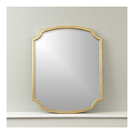 Best Home Fashion Scallop Frame Mirror - Gold Finish Wood Frame - Wall Hanging - 28” Oval