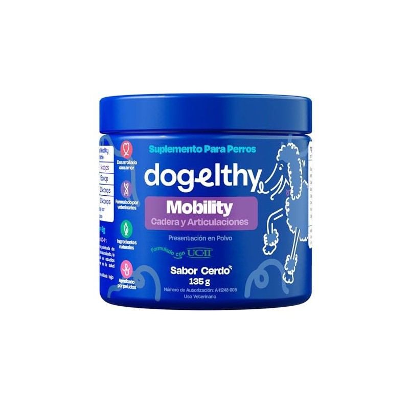 Dogelthy Mobility Suplemento Condroprotector en Polvo para Perro