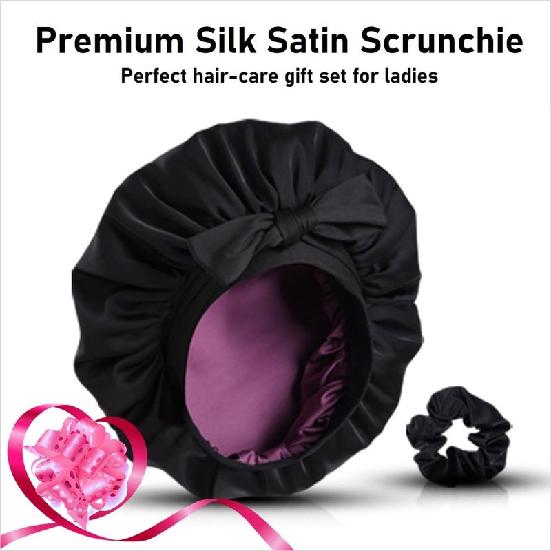 RosyReeds Satin Bonnet for Sleeping Women with Tie Band (Pink)