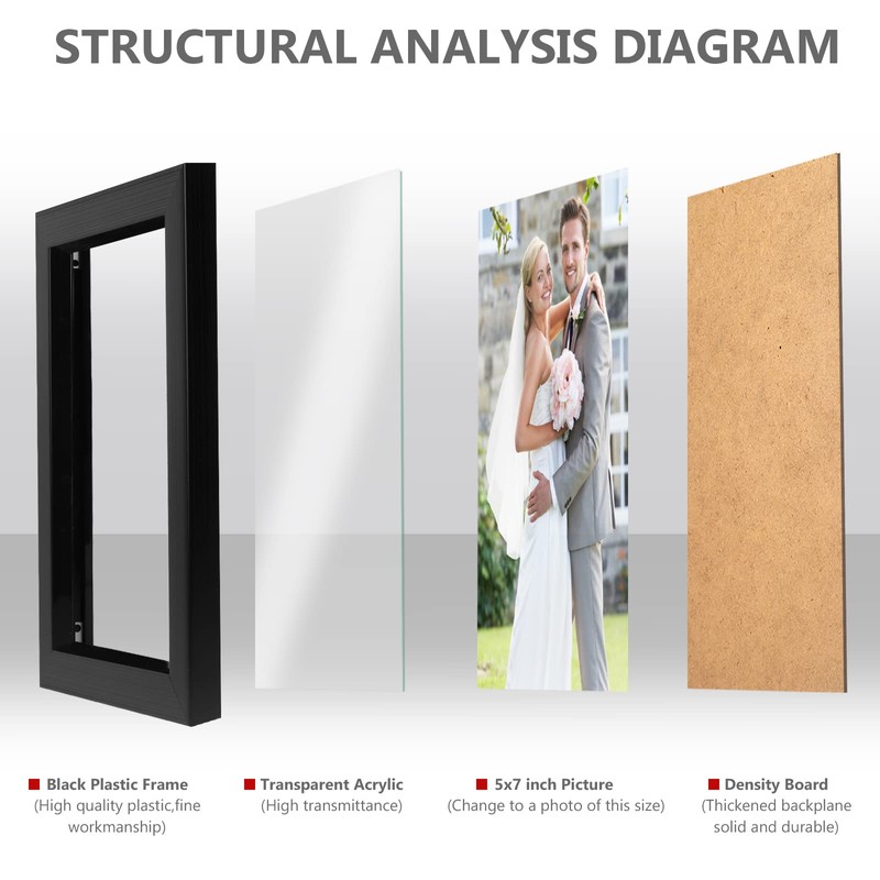 PECULA 2 Pack 4x6 Frames, Black Wall & Tabletop Display,