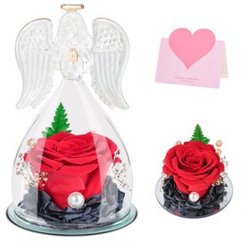 ANBET Ewige Rose im Glas Geschenke für Frauen Engel Glasrose Unendliche Rose Red Infinity Rosen Schwiegermutter Geschenke Muttertag Sisters Freundin Geburtstag Jahrestag