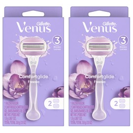 Gillette Venus ComfortGlide Freesia Women 3-Blade 1 Razor 2 Cartridge-Lot of 2
