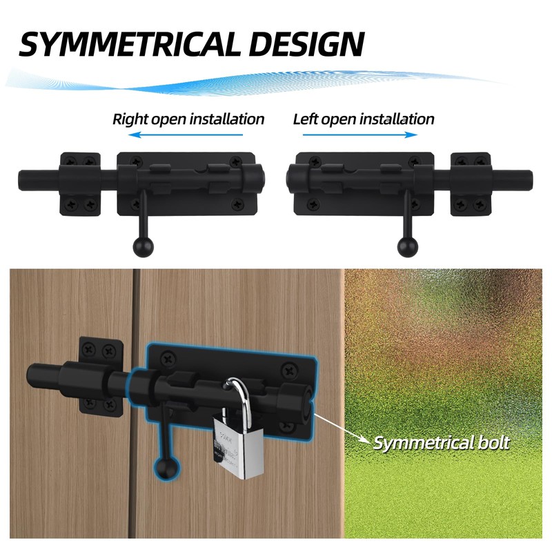 Barrel Bolt Latch, 6.3" Heavy Duty Gate Latch Slide Lock