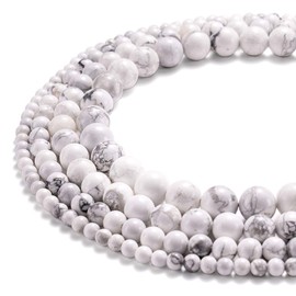 BEADIA - Cuentas de piedra de howlita blanca natural, redondas, sueltas, semipiedras preciosas para hacer joyas, 8 mm, 44 unidades