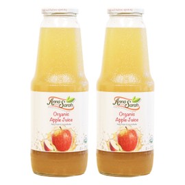 Anna and Sarah 33.8 Oz Organic Apple Juice - USDA Organic Certified - Glass Bottle (2 Pack) No Sugar, No Artificial Colors, No Preservatives, No Flavors Added,NOT from Concentrate
