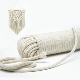 WINSOME All-Purpose Natural Braided Cotton Rope (20M/66ft) 4MM with Synthetic Polypropylene Core Clothesline