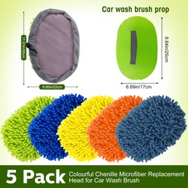 Layhit 5 Pcs Car Wash Mitt Set, Brush Not Included, Microfiber Mitt Cleaning Car Truck Washing Tools Kit RV Pickup Chenille Scratch Replacement(Orange)