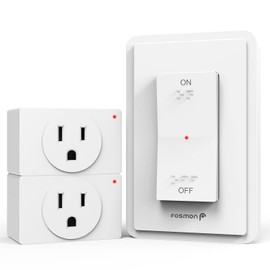 Fosmon Wireless Remote Control Electrical Outlet Switch (2 Pack) - ETL Listed, (15A, 125V 1875W) Remote Light Switch Outlet Plug with Braille (On/Off) Mark for Lamp, Lights, Fans, Expandable