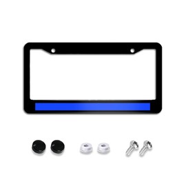 Totedih Reflective Thin Blue Line Support Police Funny License Plate Cover Decorative with Screws Size 12.3" x 6.3" Men Women Youth