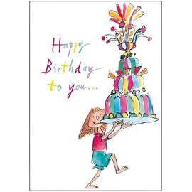 Woodmansterne Open Children Girl Happy Birthday Greeting Card - Eco-Friendly - From The Quentin Blake Range - Birthday Girl
