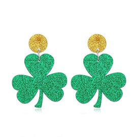 Earrings for Women Shamrock Earrings Green Dangle Earrings Shirt Outfits Accessories (Green, One size)