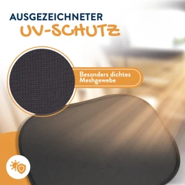 PAWNY©, Baby Car Sun Shade with UV Protection (Set of 2) Including 8 Extra Strong Suction Cups, Universal Size, Sun Protection Car Baby for Babies and Children (Black)
