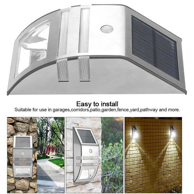 Solar Powered PIR Motion Sensor 2 LED Path Wall Light