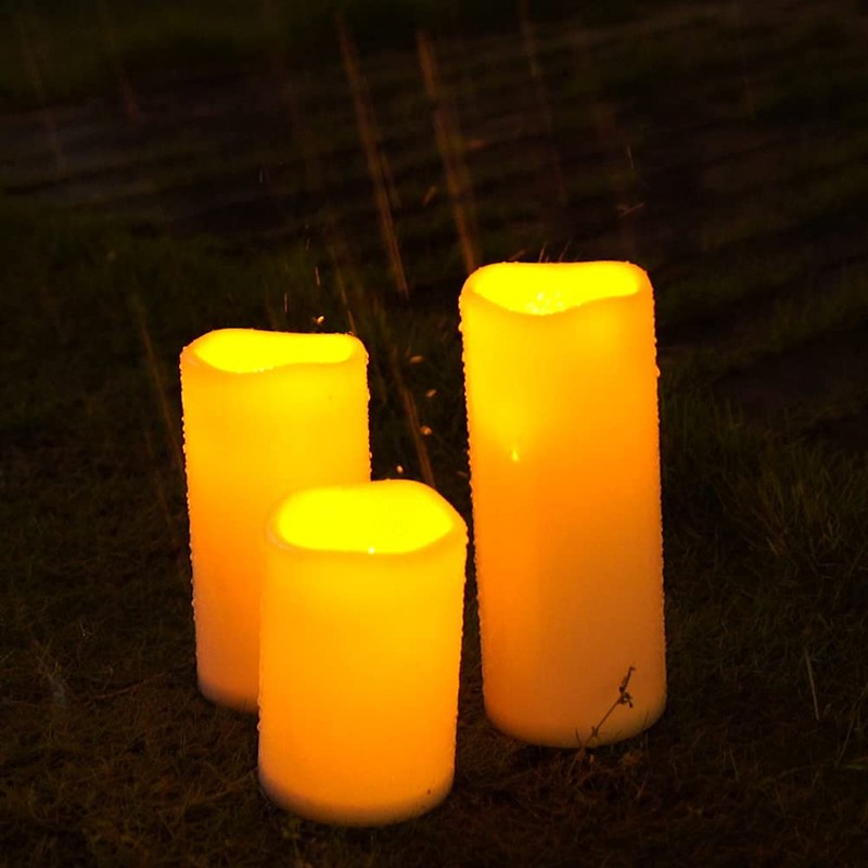 Homemory 6" 8" 10" x 4" Waterproof Outdoor Flameless Candles,
