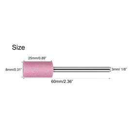 NACX 8mm Cylinder Shape Abrasive Mounted Stone Grinding Wheel Head, Rotary Grinding Stone Bits, 1/8" Shank, 30Pcs(Pink)