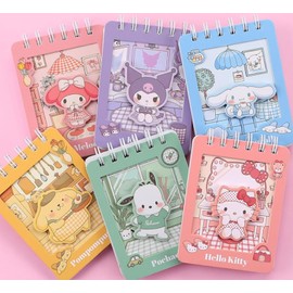 Generic 3D Cute Small Ruled Spiral Notebook, Pocket Notepads, 4.9 x 3.7 inches, 100 Sheets (Purple)