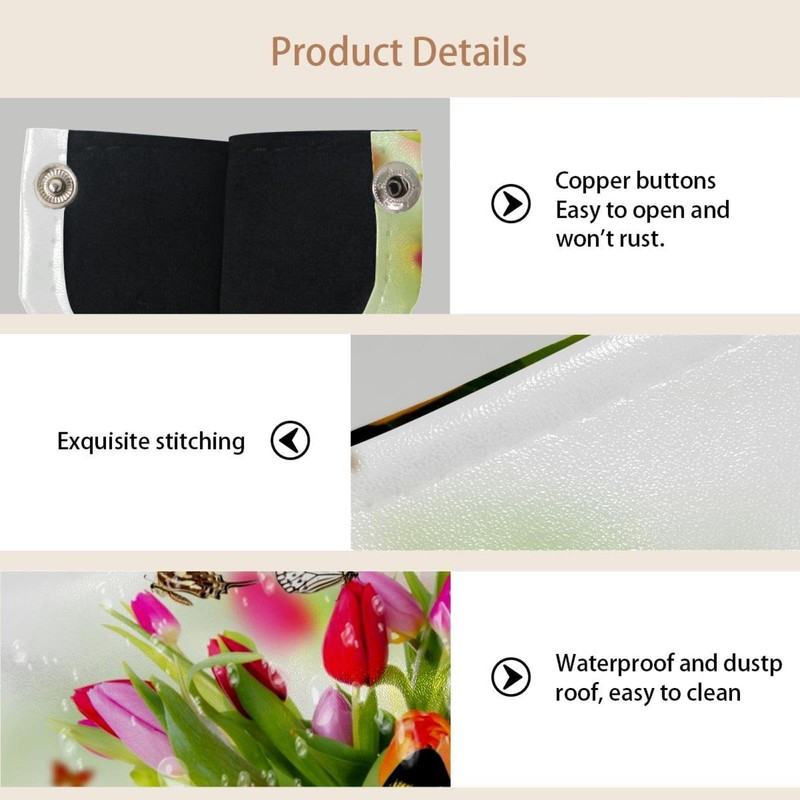 2 Pack Tissue Box Cover Holder, Spring Flowers Butterflies Tulips