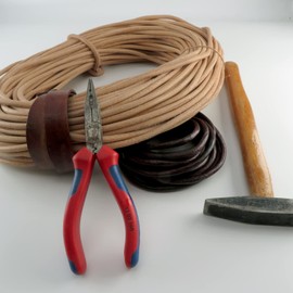 esnado Leather Cord, Leather Cord, Leather Strap, 5 m, Round, 6.0 mm, Natural