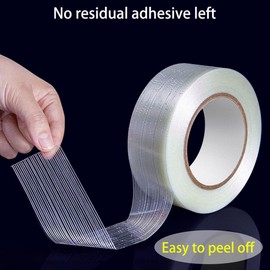 Qrity 1 Roll Fiberglass Tape Filament Tape, 40mm x 50m, Repair Tape Fiberglass Packing Tape, Waterproof Filament Strapping Tape, Wear Resistant, Heavy Duty Tape