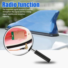 Car Shark Fin Antenna Cover, Roof Aerial Base AM/FM Radio Signal for Car SUV Truck, Vehicle Shark Fin Shape Cover with Adhesive Tape, Car Accessories Antenna Replacement Fits Most Cars (Blue)