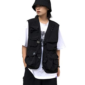 Gihuo Womens Travel Vest Fashion Outdoor Fishing Vest Summer Hiking Safari Photo Vests with Multi Pockets(Black-XL)