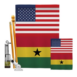 Nationality Ghana US Friendship Garden House Flags Kit Regional Nation International World Country Particular Area Small Decorative Gift Yard Banner Double-Sided Made in USA 28 X 40