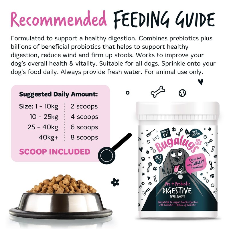 Bugalugs Probiotics For Dogs - Powder, Simple To Add To