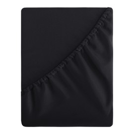 Aisbo Double Fitted Sheet Black - Extra Deep Pocket Bed Sheet 16 inch 40 cm - Microfiber Bottom Sheet, 135x190cm