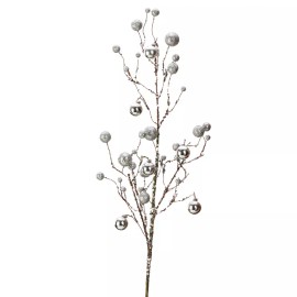 Factory Direct Craft Silver Glitter Berry, Ball Ornament and Twig Spray
