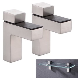 AWEN Solid Metal Adjustable Wood/Glass Shelf Bracket Wall Mount, 2 Pcs (Brushed Nickel)