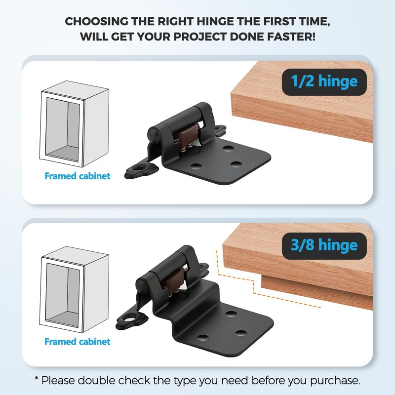 20 Pack (10 Pairs) 1/2 Inch Overlay Kitchen Cabinet Hinges,